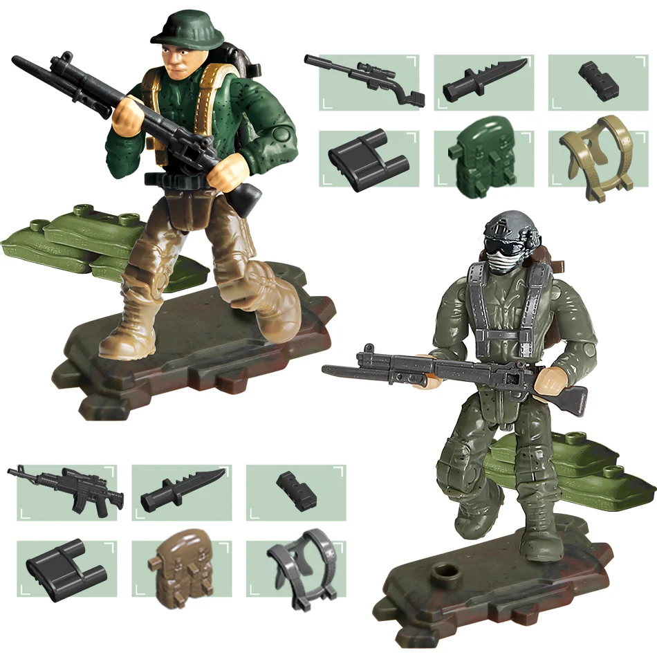 Военный строительный блок город Полиция Армия силы джунгли солдат фигурки наборы современное оружие Блоки для оружия игрушки для мальчиков