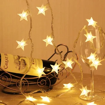 

10M EU Plug 6M Battery LED Star Christmas Garland Garland Christmas Wedding Holiday decoration Waterproof Operate twinkle lig