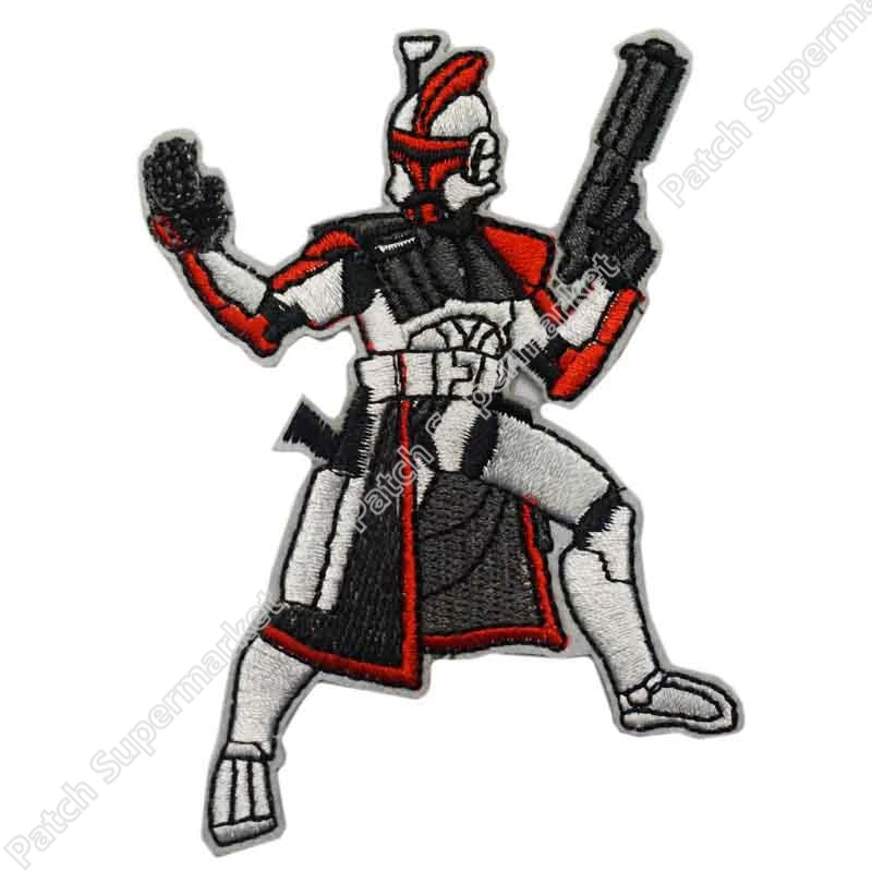 

4" Star Wars Clone Trooper Die-Cut Figure TV Movie Embroidered IRON ON and SEW ON Cool Biker Vest Patch Military Badge