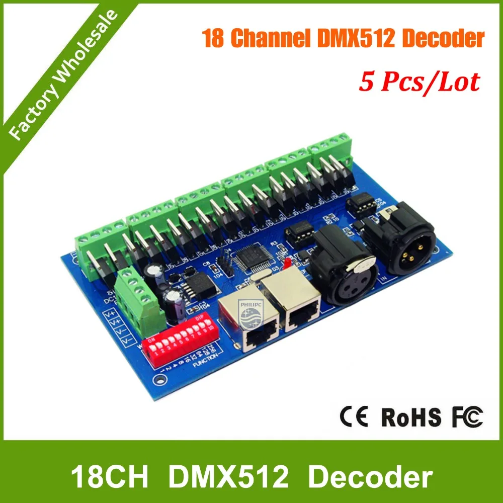 US $213.67 DHL Free Shipping 5PCS 18CH RGB DMX512 Controller Dmx 512 DimmerLED DMX512 Decoder