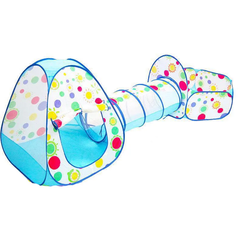 Портативный бассейн-трубка-вигвам ребенок 3 в 1 большой всплывающий тент складной детский игровой домик ползающий туннель Океанский для игр с мячом палатка - Цвет: blue