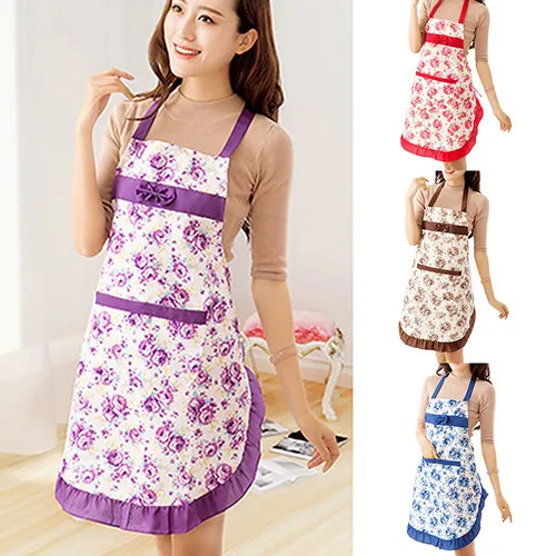 Женское платье для ресторана, дома и кухни, хлопковый фартук с цветочным рисунком 7MBT
