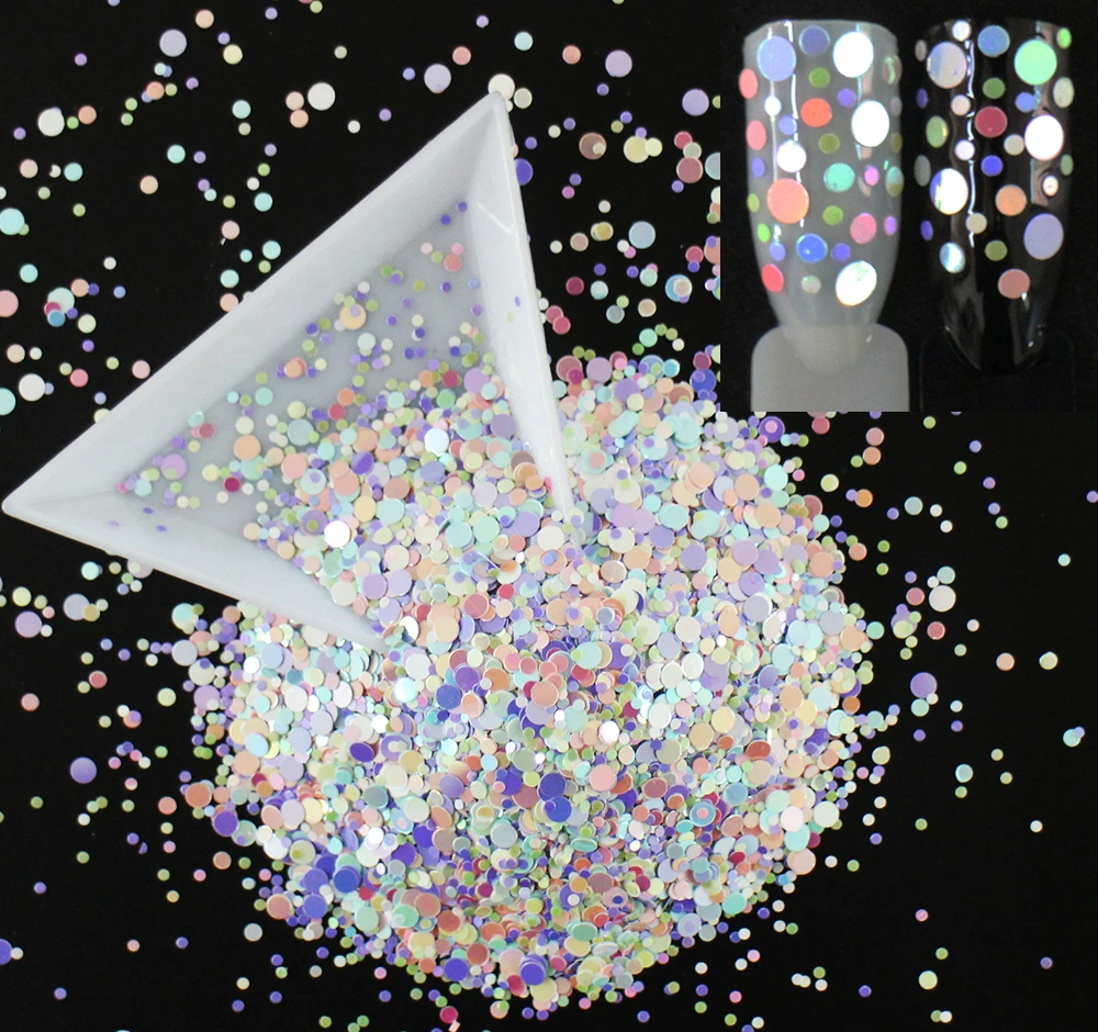 

30g~500g, Mix Sizes Rounds Shapes Iridescent Sequins, Candy Colors Shining Slices 3D Nail Art Glitters Paillettes