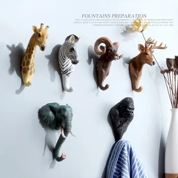 

Retro Hook Cafe Bar Shop Wall Stereo Animal Hanging Coat Hook Bedroom Decorative Design Hooks Art Beautiful Suction Cup Install