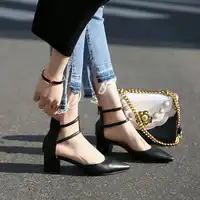 2018 new spring models with thick single shoes Female pointed high heels Female black heel women's shoes Wild summer shoes