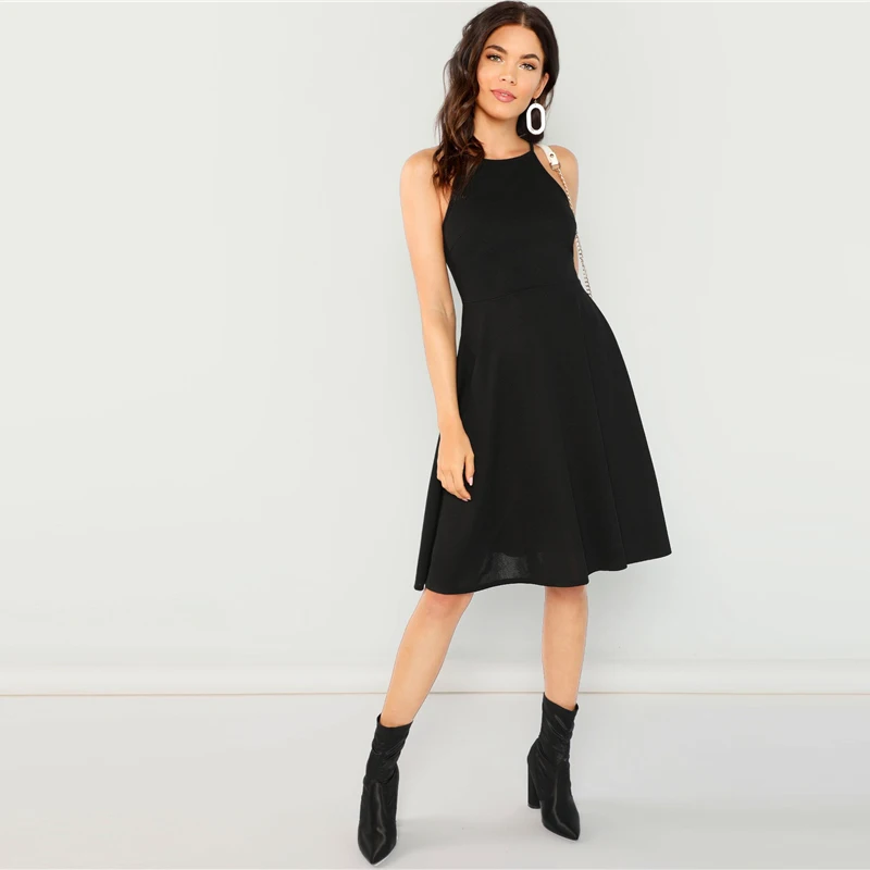 plain black dress knee length