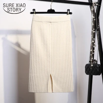 

2018 Autumn and winter Lady new fashion long skirt wool skirt women's casual bag hip wild slim women's beautiful skirt 1909 50