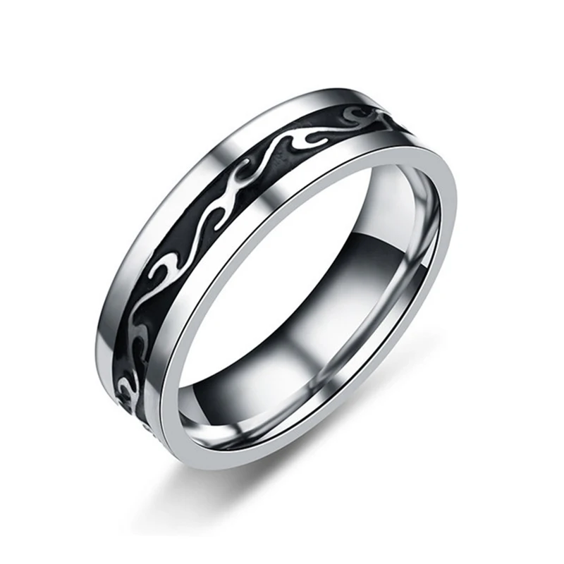 EKUSTYEE, Европейский, американский стиль, Ретро стиль, нержавеющая сталь, татуировка дракона, мужское кольцо для мужчин, серебряное, черное, цвет, панк, кольца