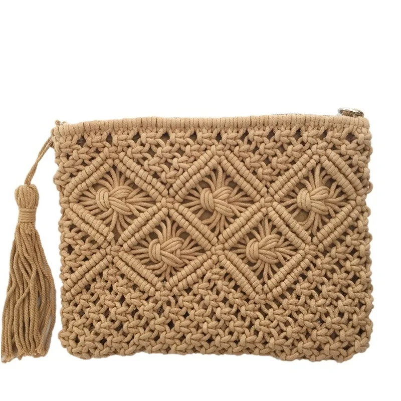 Bohemian Woven Tassel Hollow Out Beach Bag Women Crochet Fringed Straw