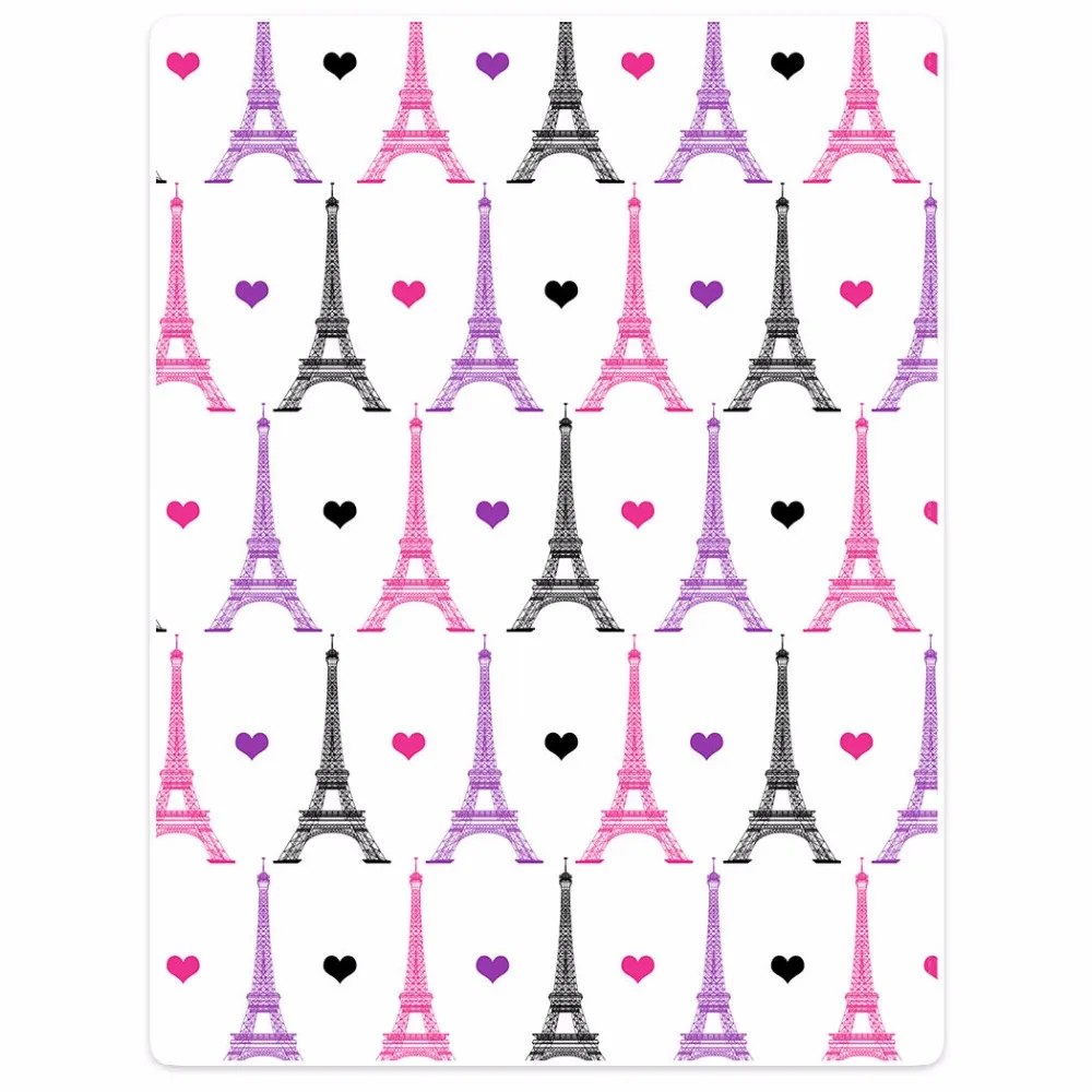 

Blanket plaid Warmth Soft Plush Easy Care Machine Wash Eiffel Tower Love Red Purple Plaids on the Sofa Bed Throw Kid Adult