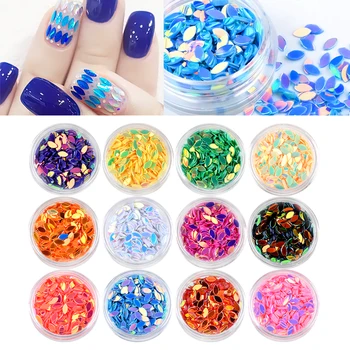 

1set AB Colorful Horse-eyes Sequins 3D Nail Art Decorations Leaf Paillette Glitter Flakes UV Gel Design Manicure Accessories