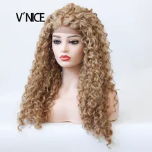 VNICE медовый блондин парик клубника блонд Glueless синтетический парик на кружеве вьющиеся жаропрочные волокна волос парик для женщин