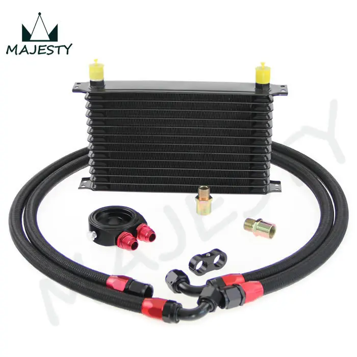 

UNIVERSAL 13 ROW AN-10AN UNIVERSAL ENGINE TRANSMISSION OIL COOLER KIT 13 ROWS TRUST TYPE BLACK + FILTER  KIT BLACK