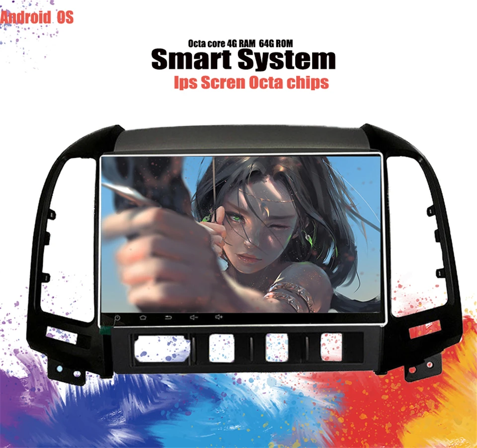 Clearance 9" IPS Octa Core 4G Android 9.1 4GB RAM 64GB ROM Car DVD Player Radio GPS Navigation For Hyundai Santa Fe 2007-2012 Head Unit 0