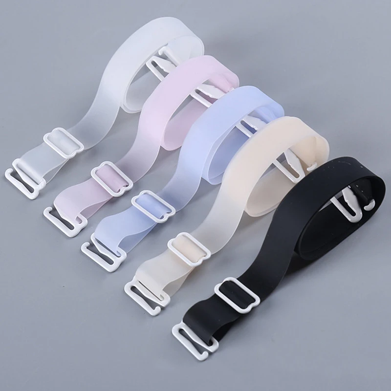 Women 1cm 1.5cm 1.8cm Wide Backless Clear Bra Straps Non Slip Transparent Bra Strap Adjustable Bra Extender Accessories 1cm wide women elastic clear bra straps adjustable invisible bra strap backless shoulder belt breast accessories