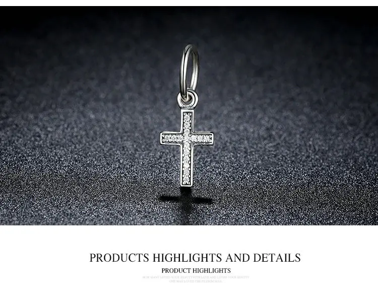 Настоящее 925 пробы Серебряный символ веры подвеска в форме Креста Шарм Подходит WOST браслет Аутентичные ювелирные изделия BLC009