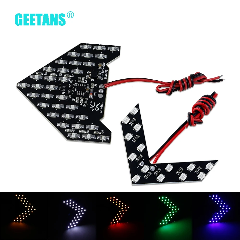 

2PCS/Set 33/14 SMD LED Arrow Panels Car Side Mirror Turn Signal Indicator Sequential 5 colors Flash Light Lamp G
