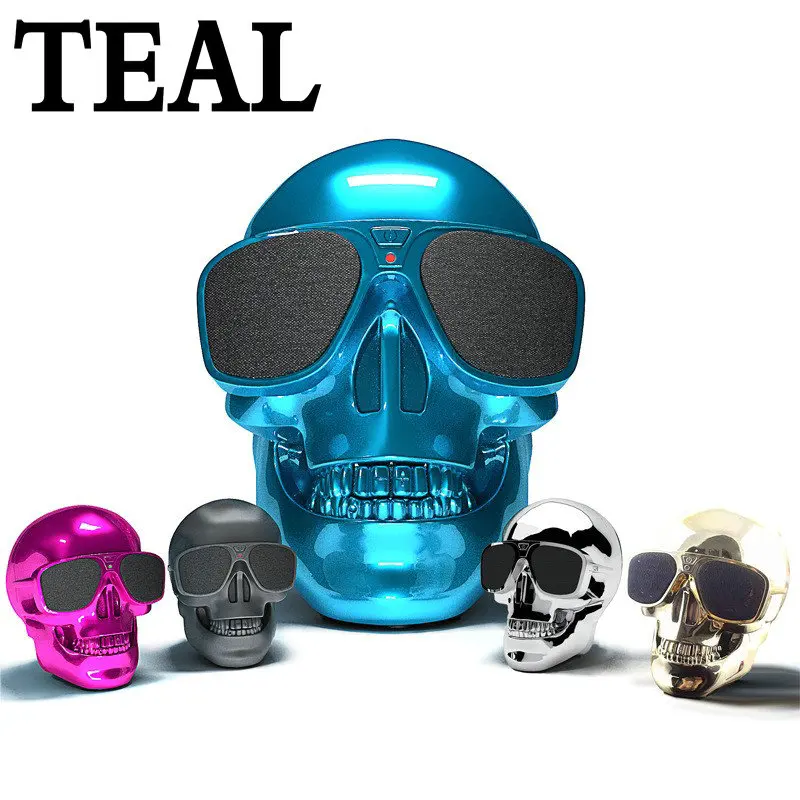  Plastic Metallic Skull Shape Wireless Bluetooth Speaker Sunglass TEAL Skull Speaker Mobile Subwoofer Multipurpose Speaker Cool 