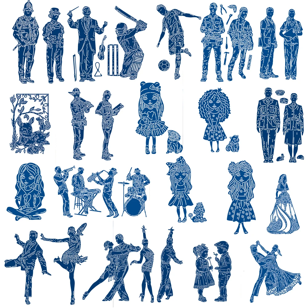 

Social Multioccupation Human Cutting Dies Stencil Scrapbooking Album Embossing DIY Paper Card Making Embossing Handcrafts Album