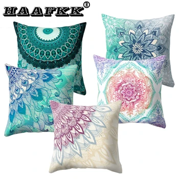 

Mandala Decorative Pillows Case Blue Velvet Cushion Cover Home Pillowcase Sofa Decorative pattern Pillow Cover