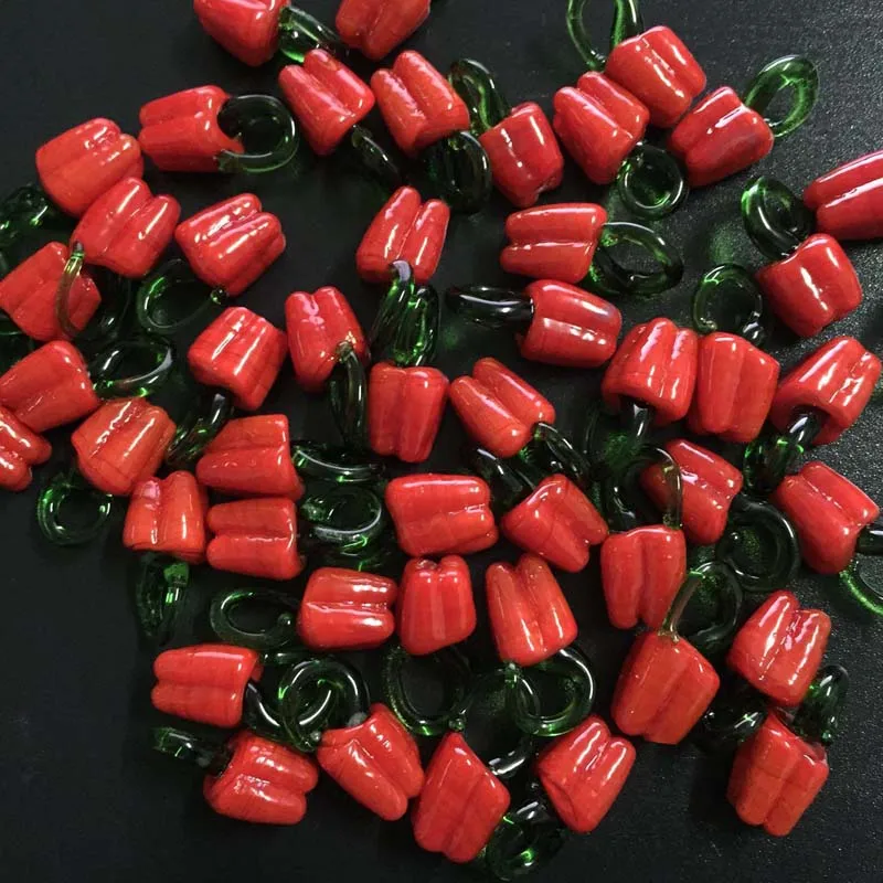 10 шт./лот муранские стеклянные подвески с красным перцем для изготовления сережек и ожерелий
