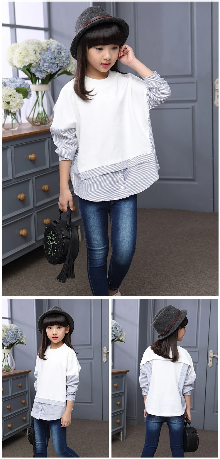 long sleeve girls tops blouses children's fashion clothing spring 2018 striped sleeve patchwork blouse shirt baby girl clothes (10)