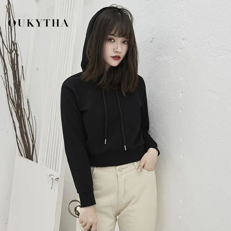 Autumn Short Hoodies Pullovers Sweatshirt Women 2018 New