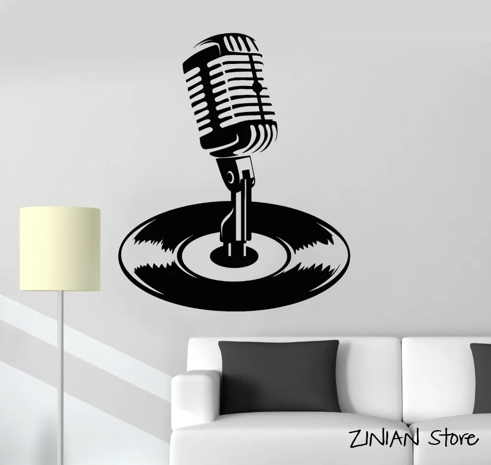 Microphone Vinyl Record Karaoke Music Musical Wall Decals Removable