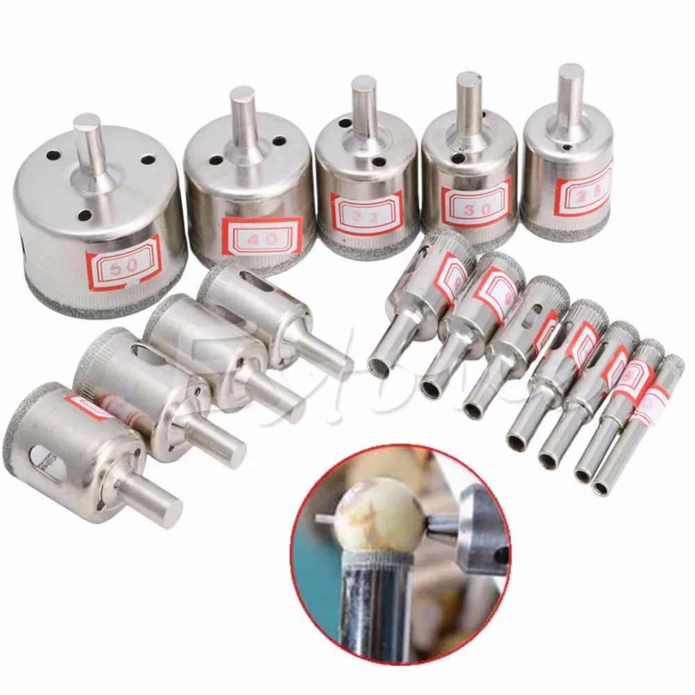 

15Pcs 6mm-50mm Diamond Hole Saw Marble Drill Bit Tile Ceramic Glass Porcelain