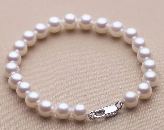 

charming 9-10mm south sea round white pearl bracelet 7.5-8inch