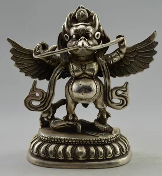 

Collectible Decorated Old Handwork Tibet Silver Carved Son of Thor Statue