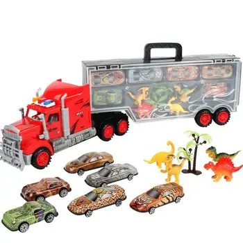 

Children's Toy Truck Container Car With Inertia Alloy Transport Vehicle Model And Dinosaur Assemblage