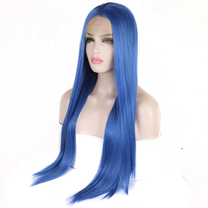 Светильник Bombshell, синий, шелковистый, прямой, синтетический, на кружеве, парики, без клея, Термостойкое волокно, натуральный волос для белых женщин