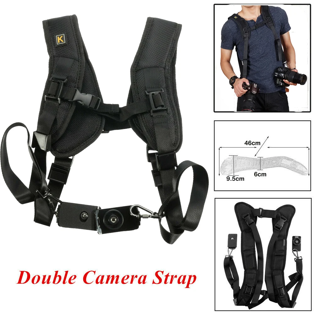 

Pro Durable Double Dual Shoulder Strap Belt Sling camera strap For 2 Digital DSLR SLR Camera