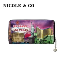 NICOLE& CO женские кошельки из искусственной кожи, длинный стильный держатель для карт, кошелек для денег, модная женская сумка на молнии для мобильного телефона