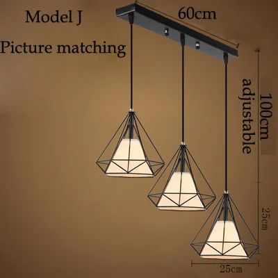 Ретро скандинавский ресторан люстра из кованого железа индивидуальный промышленный стиль креативная люстра освещение люстра для гостиной - Цвет корпуса: Model J with LED