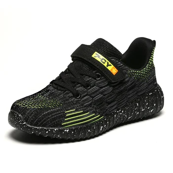 

2019 Spring Boys Footwear for Children Blue Black Teenage Boys Shoes Breathable Sport Shoes Kids Fly Wire Jogging Boys Shoes