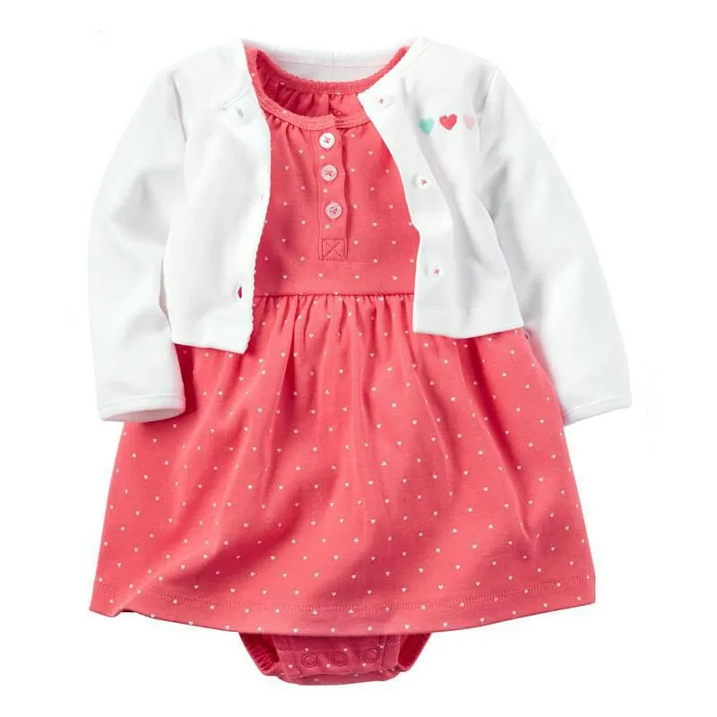 Платье для маленьких девочек, комплект 2 шт., размер от 6 до 24 месяцев кардиган с длинными рукавами+ короткие боди платье Милая одежда с цветочным принтом для новорожденных, Одежда для девочек оптом - Цвет: 9