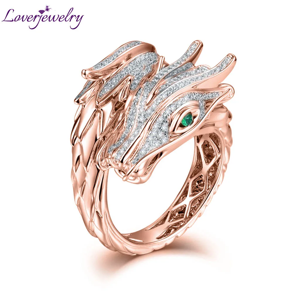 Loverjewelry, кольца для мужчин и женщин унисекс, 18 К, белое золото, рубин и изумруд, камни, Подлинные Бриллианты, кольцо, вечерние, подарок, хорошее ювелирное изделие - Цвет камня: Ruby Gold Ring