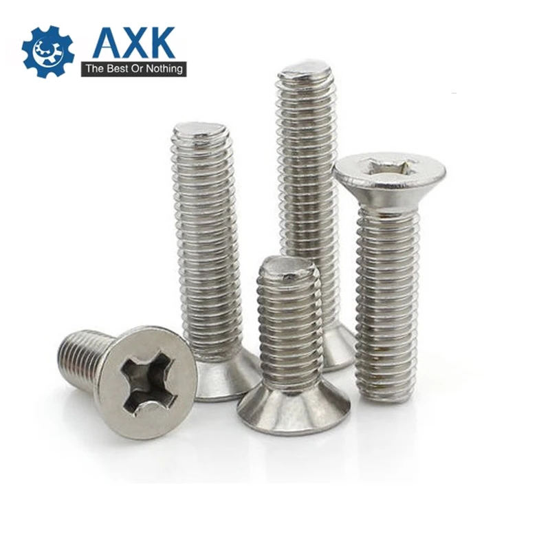 

100pcs/lot DIN965 Stainless steel countersunk / flat head philips micro machine screw M1 M1.2 M1.4 M1.6 M1.7 M2 M2.5 M3 KM