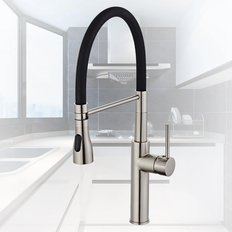  Kitchen Faucets Chrome Kitchen Sink Crane Deck Mount Pull Down Dual Sprayer Nozzle Torneira De Cozi - 32690340471