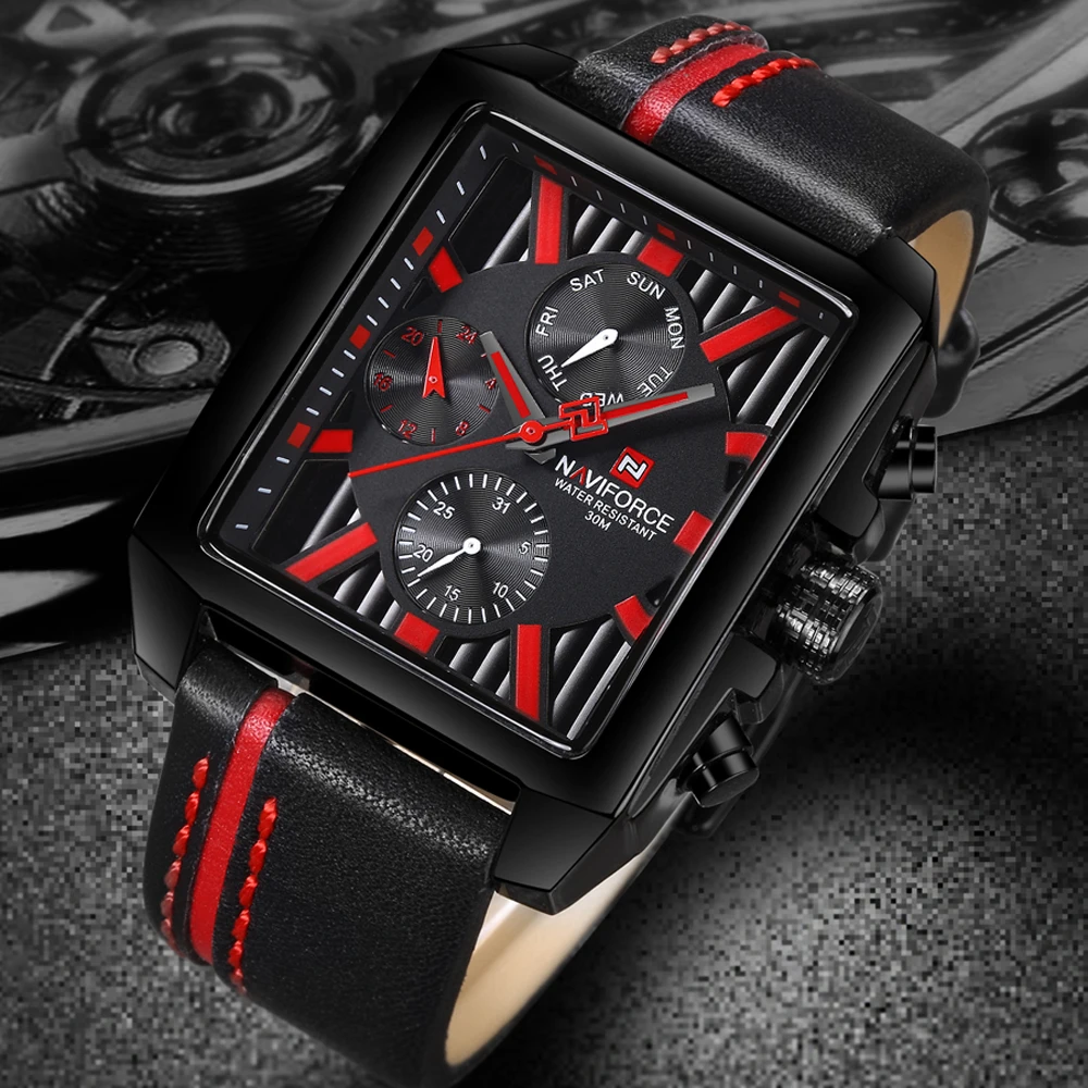 Skup NAVIFORCE Top luksusowa marka mężczyźni zegarek kwarcowy wyświetlanie daty zegarek kreatywny plac Saat wodoodporny mężczyzna zegar Relogio Masculino
