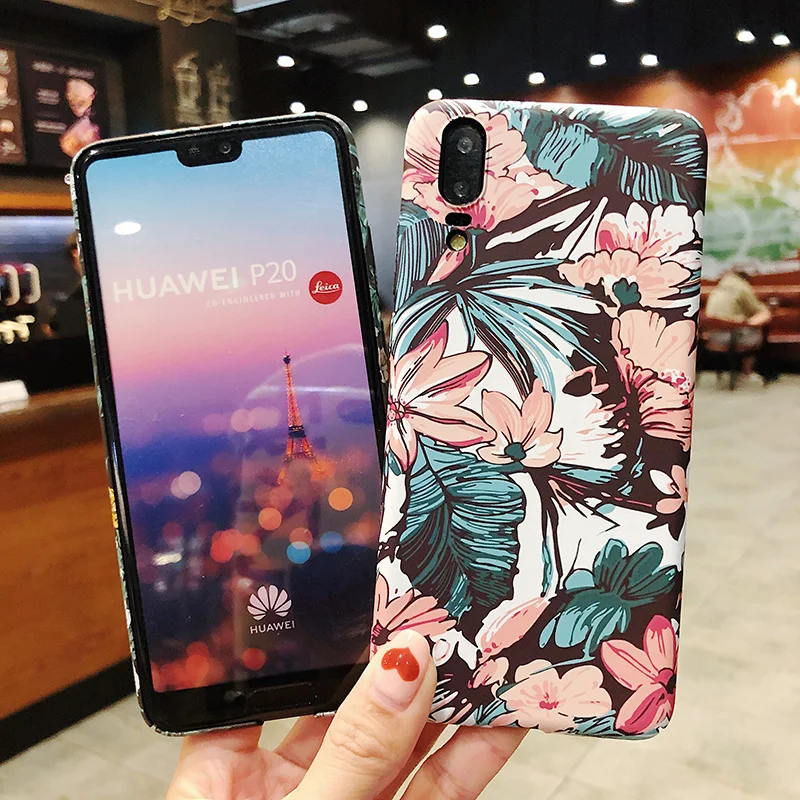 Жесткий чехол s для huawei P30 P20 Pro mate 20 Lite Pro с цветочным узором матовый чехол из поликарбоната для Honor 10 20 20Pro Nova 3 3i 3e 4 4e чехол