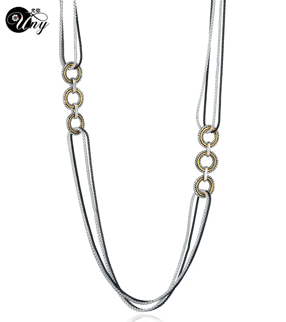 

UNY Necklace Style Trendy Elegant Vintage Retro Unique Hardy Fashion style Dots 3 Tone Multi color Women Long Necklace Free Ship