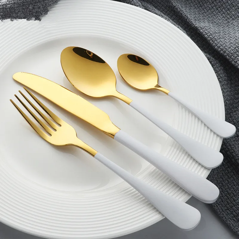 Набор Посуды Золотой набор столовых приборов 24 шт. набор кухонных вилок чайных ложек набор ножей из нержавеющей стали столовые приборы серебряные столовые приборы наборы ножей