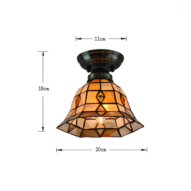 8 Vintage Tiffany Style Hexagon Stained Glass Ceiling Lamps