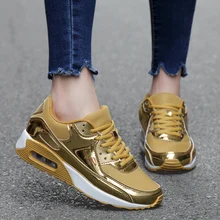 2016 Brand Autumn sport Shoes Durable Outdoor Lace-Up Lover Superstar Air Mesh Breathable Glossy Gold Men Walking Shoes