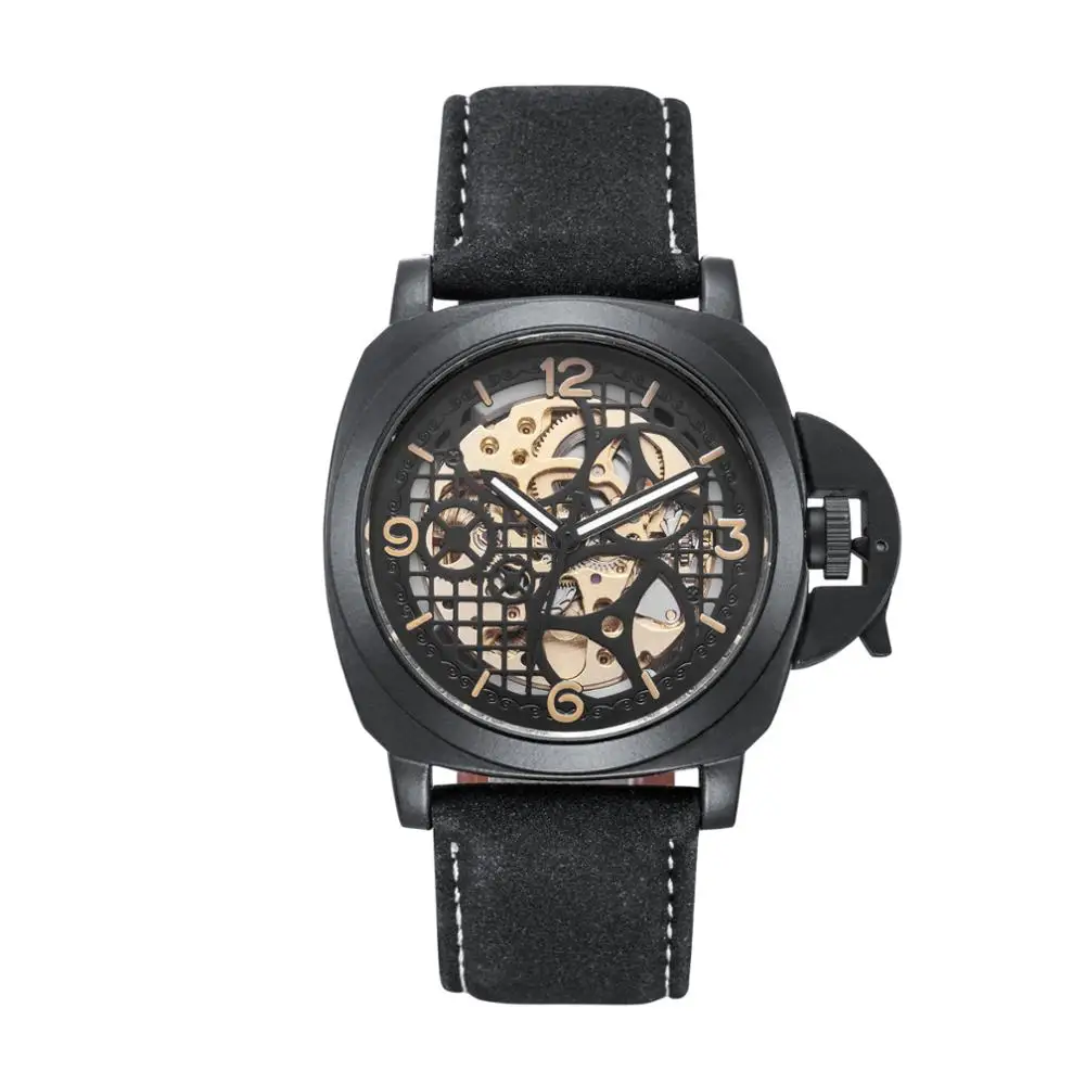 

Luxury Brand Business Mens Watch Leather Belt Waterproof Tourbillion Hollow Dial Automatic Mechanical Multifunction Men Watches