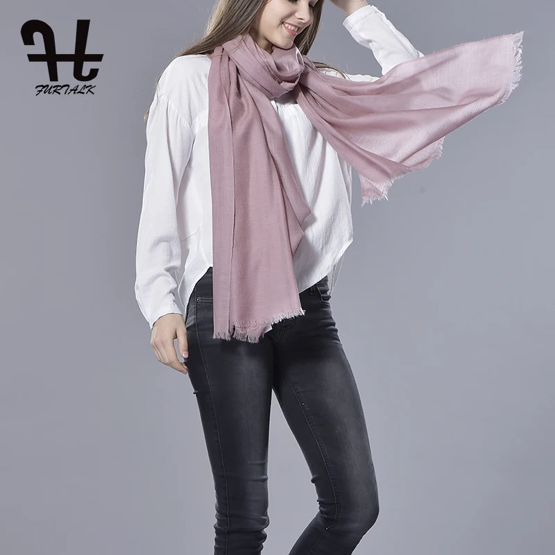 FURTALK Women's Reversible 100% Lamb Wool Scarf Spring Shawl Warm Shawl Wrap Scarf Wool Shawl Long Women Scarf Wool Pashmina