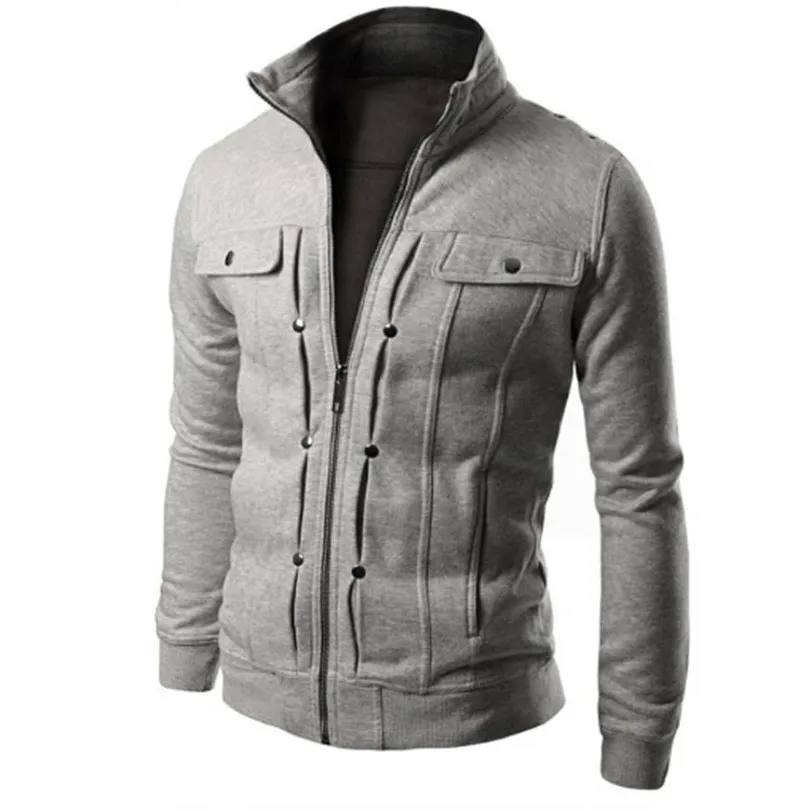 Winter Men Jacket Casual Coats Autumn Winter Long Sleve Pure color Zipper Jacket Top Coat Male Outwear Slim Designed Coat #4M25 (6)